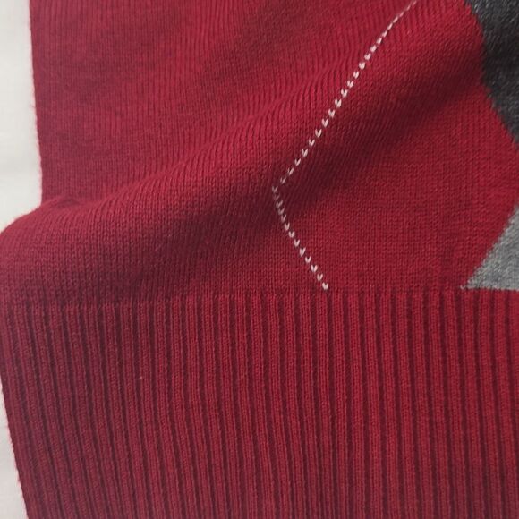 Tricot St Raphal Mens Diamond Plaid Argyle Crewneck Sweater Dark Red S - Picture 2 of 8